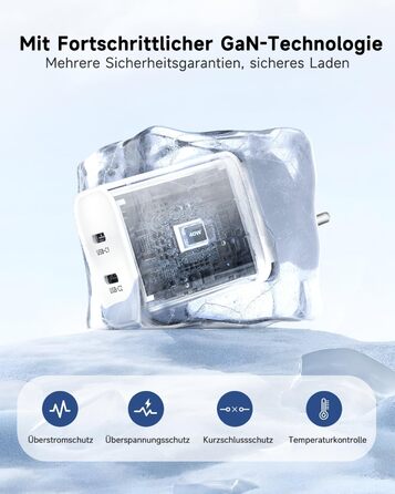 Зарядний пристрій 2x40W USB-C для iPhone 17 Pro Max/Pro/16/15 Plus, iPad Pro/Air, з кабелем 2м (Білий)