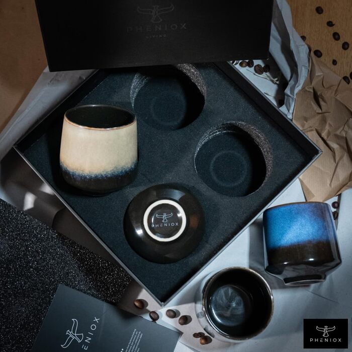 Набір кавових чашок Cappuccino Infinity | 4 шт. по 220 мл - порцелянові чашки преміум-якості | Набір кавових чашок без ручки | Подарунковий набір у сучасному дизайні, придатний для миття в посудомийній машині | Також підходить для чаю