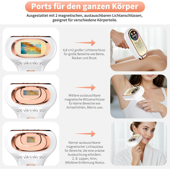 Пристрій для епіляції NIKYJM IPL з лазером, безболісна епіляція, 3 функції (HR/SC/RA), 9 рівнів, 999 999 імпульсів для дому, для всього тіла