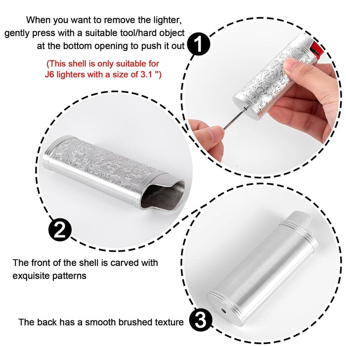 Вінтажне металеве тютюнотримач для сигарет з запальничкою J6, вміщує 12 шт. сигарет (100 мм), органайзер для RFID-карт та грошей (срібний)