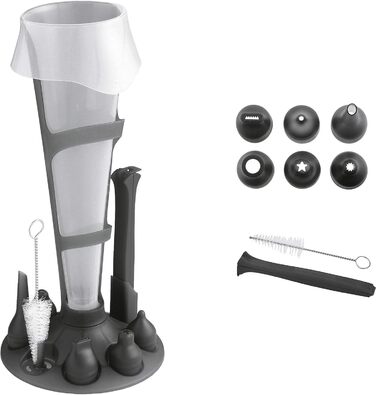 Mastrad F38201 Piping Bag Set - Piping Tips Pastry Press for Macarons and other piped pastries - Decorating bottle for filling choux pastry and decorating muffins, cupcakes, cakes, tortes, etc.