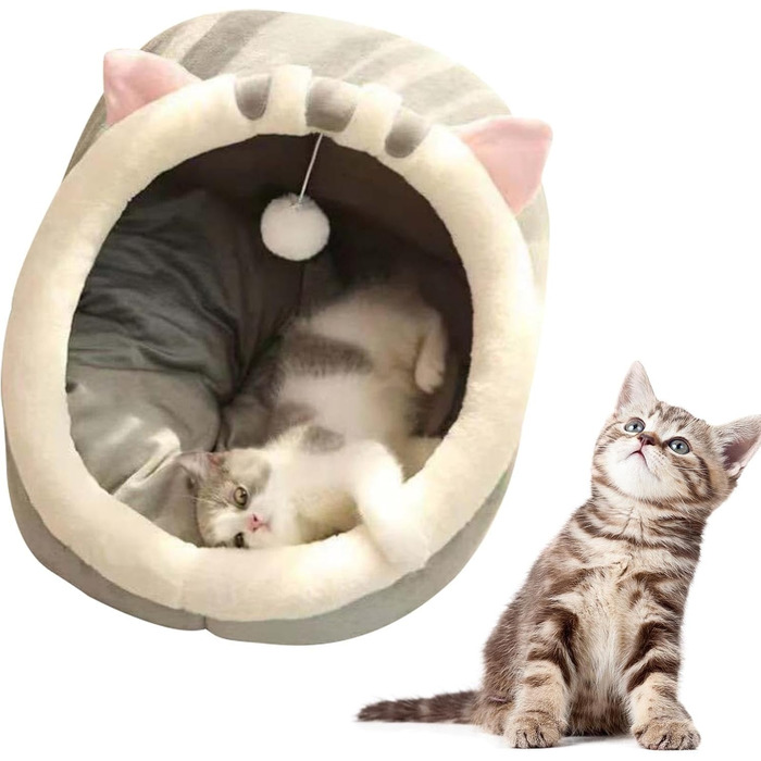 Кіт Хаус Індор - М'яке ліжко-печера для котів, тепле гніздечко, затишний дім для кота