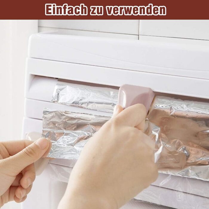 Тримач кухонних рушників на стіну, 3-х секційний з різаком, для паперових рушників та харчової плівки, з полицею, пластик, білий