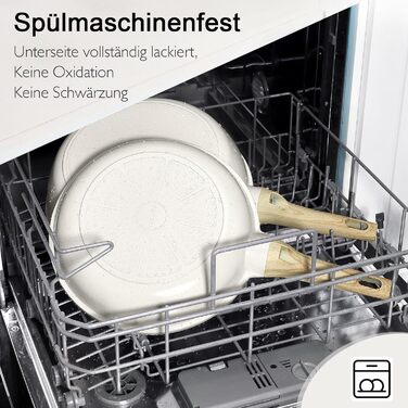 Набір посуду GiPP 17-ти частинний: каструлі, сковорідки з антипригарним покриттям, сковорідки 24+28 см, каструля 4.2 л, каструлі 16+18 см, сковорода для омлету з 4-ма отворами, лопатка та ложка, підходить для всіх типів плит (білий)