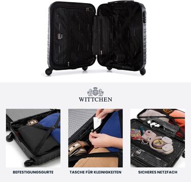 Набір валізWITTCHEN 3в1: велика, середня, маленька. Чорний, ABS, з коліщатками на 360°, TSA-замок. Підходить для Lufthansa, Eurowings, Ryanair, Condor