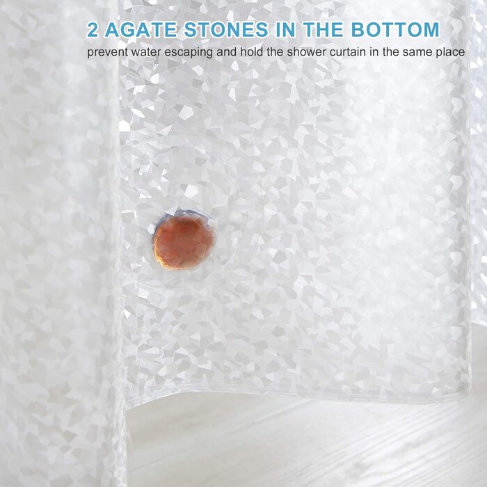 Шторка для душу Furlinic Anti-Schimmel, водовідштовхувальна, прозора, EVA, 120x180 см, 3D ефект, 8 люверсів, оздоблений камінням