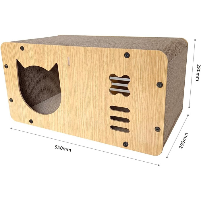 Cat Cave with Scratching Board, XXL Indoor Cardboard Cat House, Scratch Cardboard for Cats, Scratching Pad Lounge, Durable Cat Toy 55 * 29 * 28cm (Cat Head)