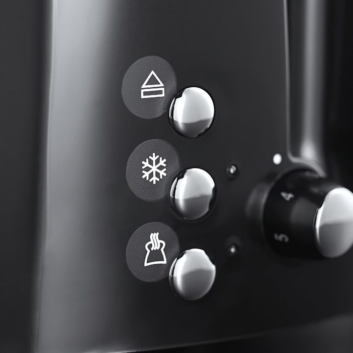 Тостер Russell Hobbs Textures+ з 2-ма тостами, чорний (850W, 6 рівнів підсмажування, підставка для бургерів, щипці)