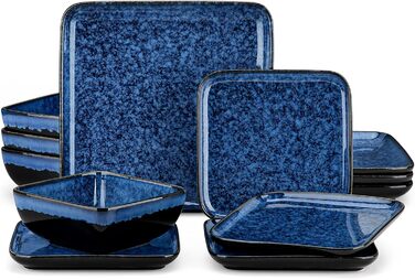 Набір посуду Vancasso Bonita 24 елементи, блакитний, кераміка, сервіз для 6 осіб, ручна робота, з візерунком спіралей