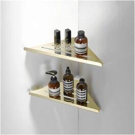 Floating Corner Shower Caddy, Stainless Steel Bathroom Shelf, Organizer, Wall Mount, Brushed Gold, Storage Shelf for Shampoo, Soap, Kitchen, Spice Rack, Bathroom Accessories with Floating