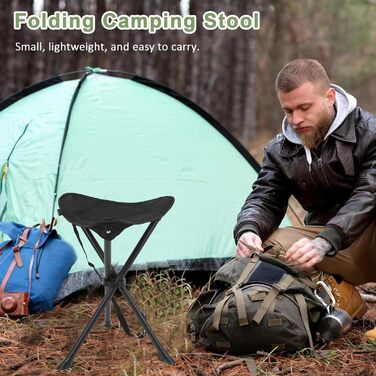 Чорний складаний табурет-стілець 60 см для кемпінгу, риболовлі, саду та балкону з сумкою