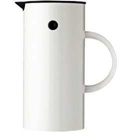 Термос Stelton EM77, 0,5 л - двостінний термос для гарячих та холодних напоїв, чайник/кавоварка зі скляною вставкою, магнітний замок, гвинтовий кришка, вінтажний дизайн, білий