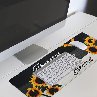 Мат для миші Sakura XL, чорний з квітковим малюнком, 80 x 30 см, аксесуар для столу