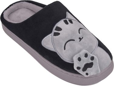 JACKSHIBO Зимові плюшеві тапочки для дому - жіночі та чоловічі. Теплі, зручні, чорні, 40/41 EU