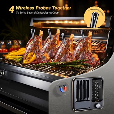 Inkbird INT-14-BW Wireless Meat Thermometer, Smart Grill Thermometer WIFI 2.4G and Bluetooth 5.4 Signal 91m, Oven Thermometer Thermometer for Oven, Grill, Smoker, Rotisserie, Air Fryer Oven