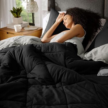 Комплект постільної білизни Comfort Spaces Vixie з декор. стеганим малюнком, чорно-сірий, Twin/Twin XL