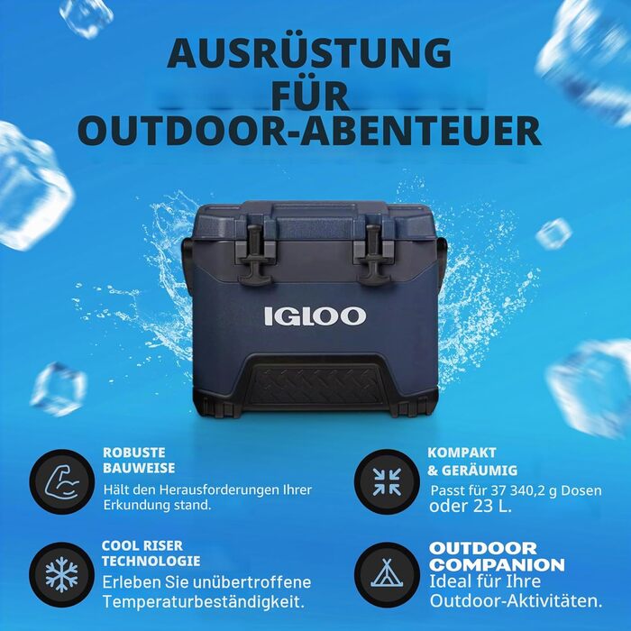 Термобокс IGLOO BMX 52 49L – надміцний охолоджувач для кемпінгу, риболовлі, фестивалів. Довго зберігає холод (Синій, 49 літрів)