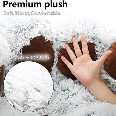 М'яке ліжко для собак та котів у вигляді лап ведмедя, 50 см. Легко миється, антиковзаюче, тепле місце для сну для маленьких та середніх собак/кішок/кроликів. Колір: сірий кавовий (діаметр 65 см, світло-сірий)