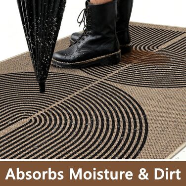 Килимок для дому та вулиці 50x80 см, джутовий, антиковзаючий, чорний