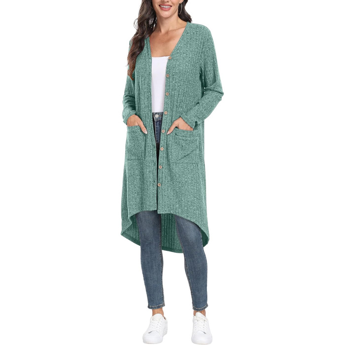 Жакети GRECEREE для жінок: кардиган з V-подібним вирізом, літній, з ґудзиками (XL, блакитний/зелений)