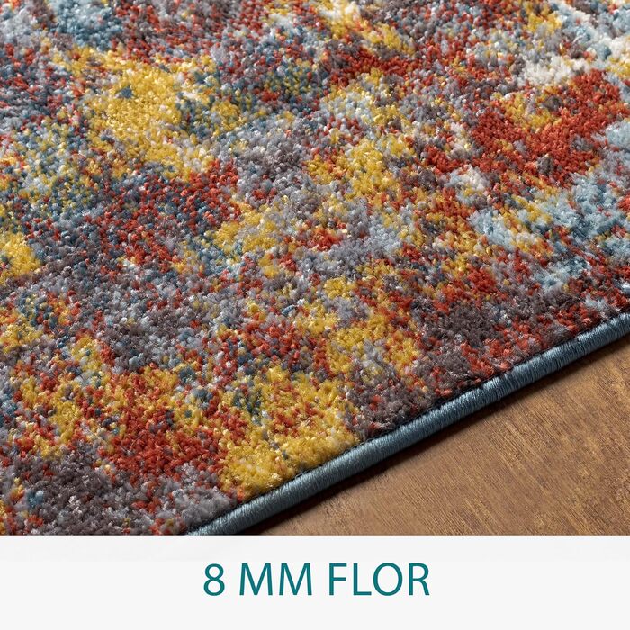 Surya Miami Living Room Rug - Modern Abstract Design with Marble Look for Living Room, Dining Room, Bedroom - Large Marble Rug, Soft Short Pile Carpet 120x170 cm in Dark Blue, Rust and Gray Blue and Orange 120 x 170 cm (Rectangular)