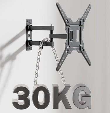 Настінний кріплення для телевізора 26-55 дюймів, VESA 100x100-400x400 мм, поворотне, нахильне, висувне, для LED, OLED, плоских та curved телевізорів, до 30 кг