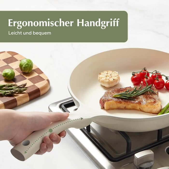 Набір посуду Redchef: 11-ти частинний набір каструль та сковорідок з керамічним покриттям, індукційний, PTFE-free, PFAS-free, для всіх типів плит, безпечний, миється в посудомийній машині (Бежевий)