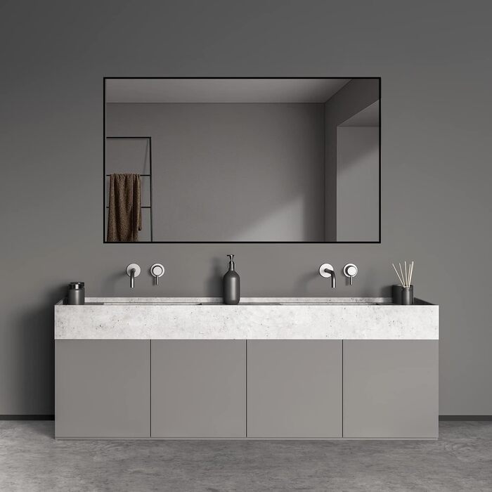 Дзеркало Boromal Spiegel чорне 100x60 см з металевим каркасом для ванної кімнати, туалетного приміщення, спальні