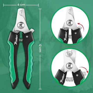 Професійні когтерізки для собак та котів Candure з пилочкою, нержавіюча сталь, 15 см, безпечний захист