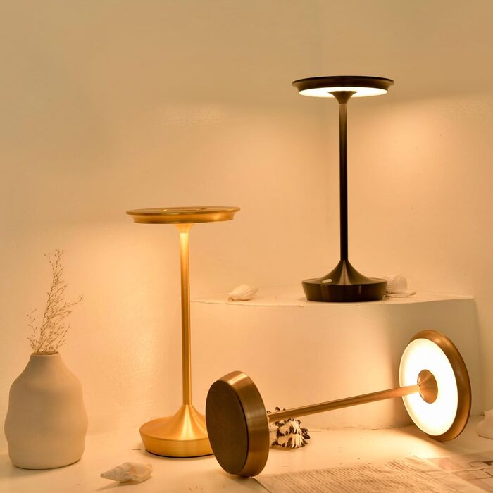 Бездротова LED-лампа для кемпінгу та дому: перезарядна настільна лампа з датчиком дотику, 3 кольори, IP54, 6000mAh (2 шт.)