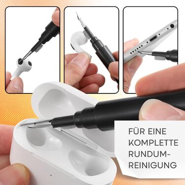 Набір для чищення AirPods, смартфона, камери та іншого: комплект для iPhone, клейка маса, очищувач для роз'ємів, мікрофібра, USB-C
