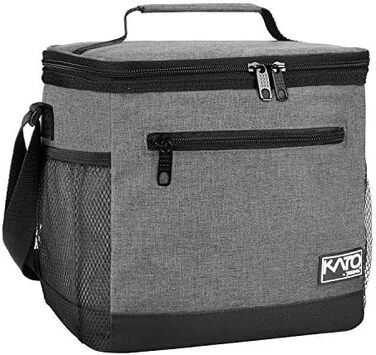 Сумка-ланч Kato Tirrinia для чоловіків: ізольована, 10.5L, з регульованим ремінцем, для роботи, фітнесу, школи, пікніків. Термосумка, витримує витоки, складається. Колір: темно-сірий