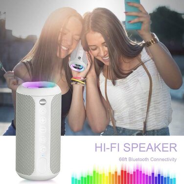 Портативна Bluetooth колонка Ortizan з RGB підсвіткою, IPX7, 30 годин роботи, Bass Boost, TWS, AUX, TF картка, мікрофон (Сірий)