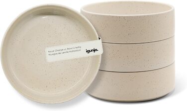 Igunga Stoneware Dinnerware Set - 12 Piece Service for 4 | Reactive Glaze Bowls & Plates - Premium Handcrafted Tableware (Beige)