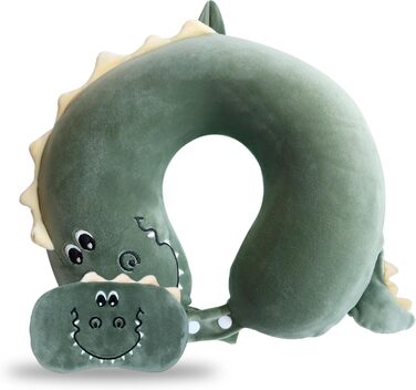 Дитяча подушка для подорожей з маскою для сну, м'яка подушка для шиї з Memory Foam, для дітей, хлопчиків та дівчаток, підлітків, аксесуари для подорожей, подушка для шиї з динозавром