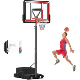 COSTWAY Adjustable Height Basketball Hoop System - Outdoor Mobile Basketball Stand with Wheels & Weight Bag (225-305cm)