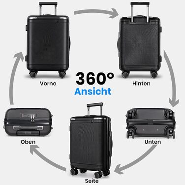 Набір валіз Tavoxda 3 шт., жорсткий корпус, TSA-замок, телескопічна ручка, чорний колір