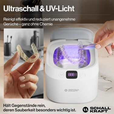 Ультразвукова ванна для чищення 48 кГц з УФ-дезінфекцією | Для ювелірних виробів, зубних кап, брекетів та дрібних предметів | Біла
