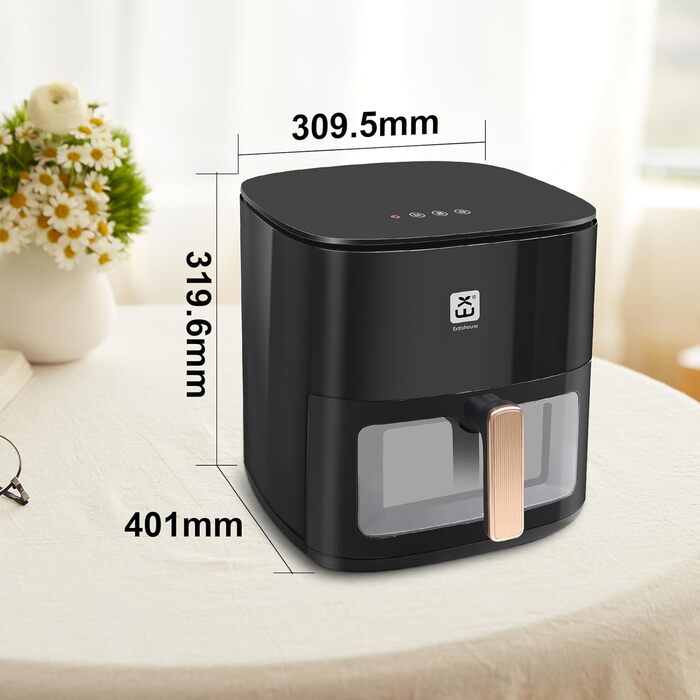 Фритюрниця без олії 7L XXL з сенсорним екраном, 12 програм, 1800W (Чорний)