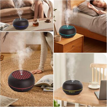 Дифузор аромату Simpeak 550мл, ультразвуковий дифузор для ефірних олій з дерева, зволожувач повітря з дистанційним керуванням (темно-коричневий)