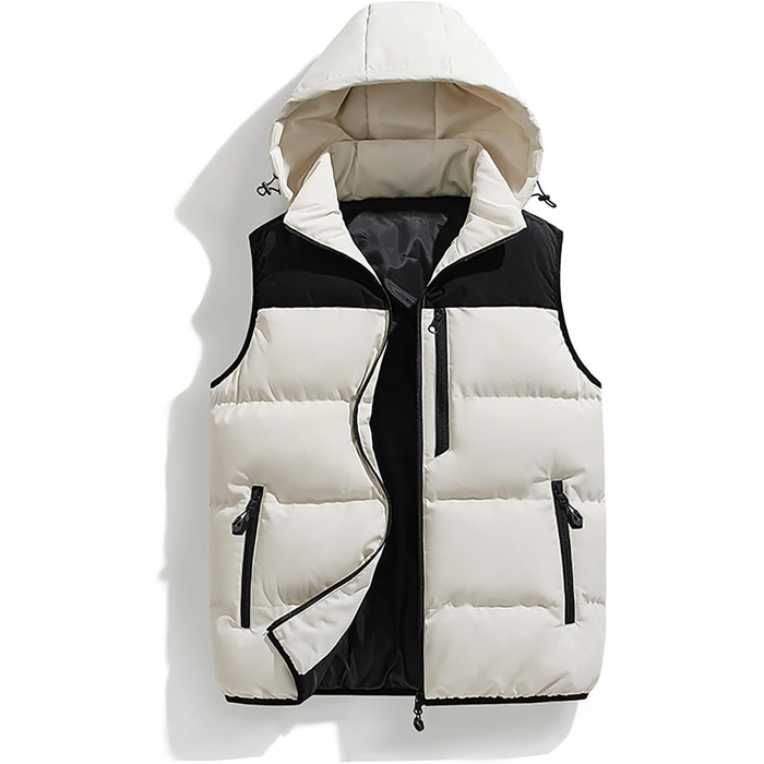 Чоловіча пухова жилетка з капюшоном, тепла безрукавна куртка для зими та активного відпочинку (4XL, хакі)