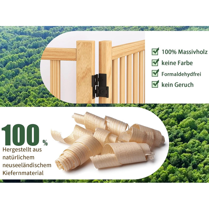 Двері для собак з дерева, розкладні, для кухні, коридору, вітальні, на сходи, кутова установка, підходять для собак малих та середніх порід, дерев'яного кольору, 2P 58см, загородження для собак (858)