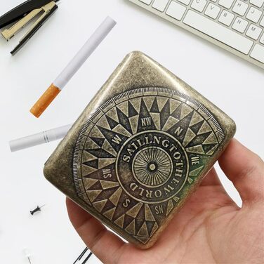 Елегантне металеве тютюнотримач для 20 сигарет, золотий, 10.3x6x1.7 см