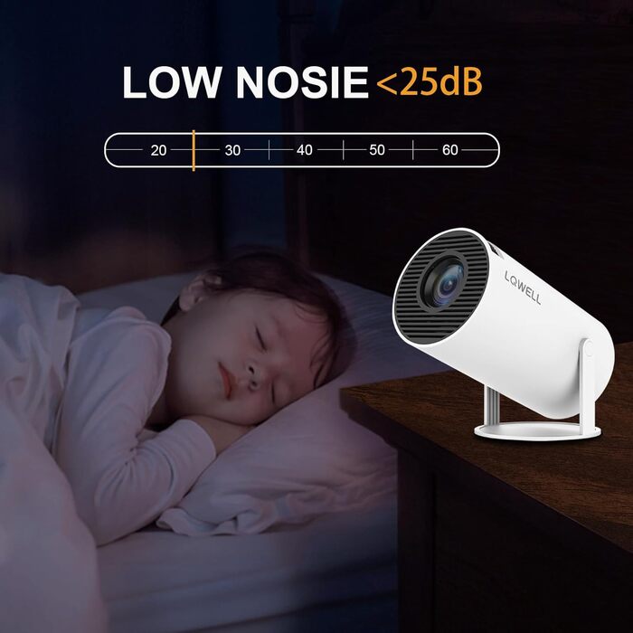 LQWELL® Міні проектор Beamer з Android OS, 4K, WiFi, Bluetooth 5.0, Auto Trapez, 130 дюймів, HDMI для Phone/PC/Xbox