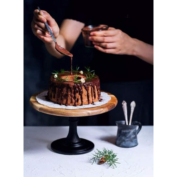 Дзеркальце для торта NUPTIO, 3 шт. в наборі: дерев'яний, рустикальний, для весілля, дня народження, дитячого свята, десертів та тістечок (чорний, 25.5 см)