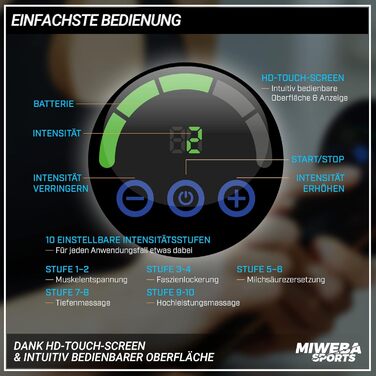 Масажер для м'язів Miweba Sports MM200 | Масажна пістолета з LCD-дисплеєм та 6 насадками