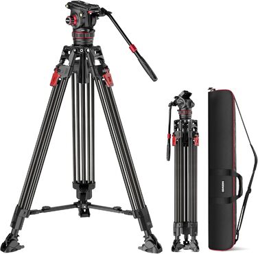 NEEWER Штатив відео професійний 74' з Fluid-головкою, сумісний з DJI RS, для DSLR, максимальне навантаження 8кг (LL37)