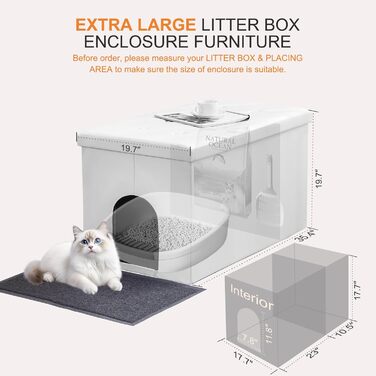 Шафа для котячого туалету MEEXPAWS XL, біла – прихований туалет для кішки, комод-сидіння для кота, котячий туалетний шафа