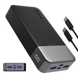 Power Bank JUOVI 65W, 20000mAh, 2 USB-C, 2 USB-A, для ноутбуків та телефонів (MacBook, iPhone, Samsung)