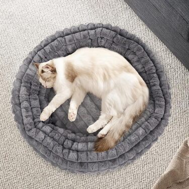 Кішечкове ліжко XIAPIA з м'якого плюшу 58x20 см, зручне та тепле місце для відпочинку котів та маленьких собак, ортопедичне ліжко з неслизьким дном, сірий колір